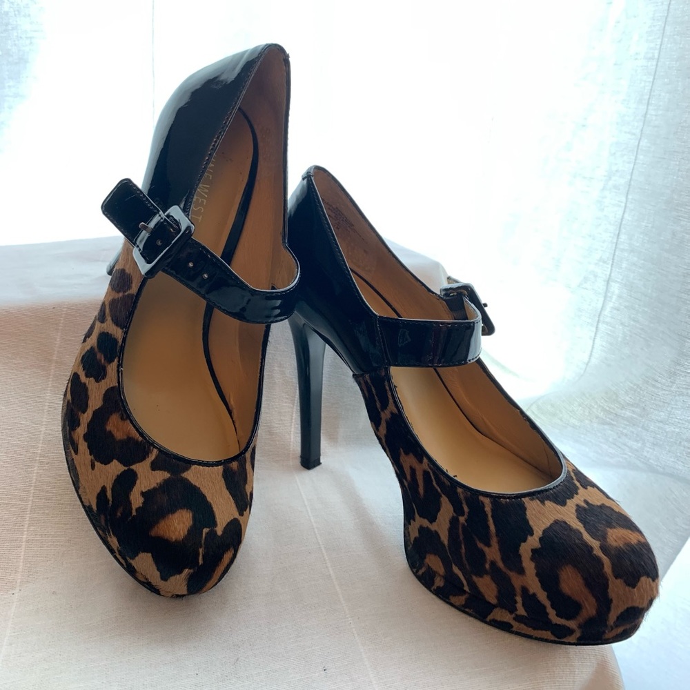 Nine West patent & calf hair heels.
